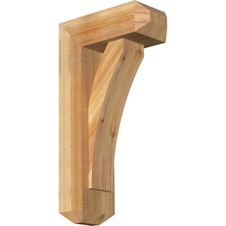 Ekena Millwork Thorton Craftsman Rough Sawn Bracket w/ Offset Brace, Western Red Cedar, 6"W x 14"D x 26"H BKT0604X14X26THR04RWR